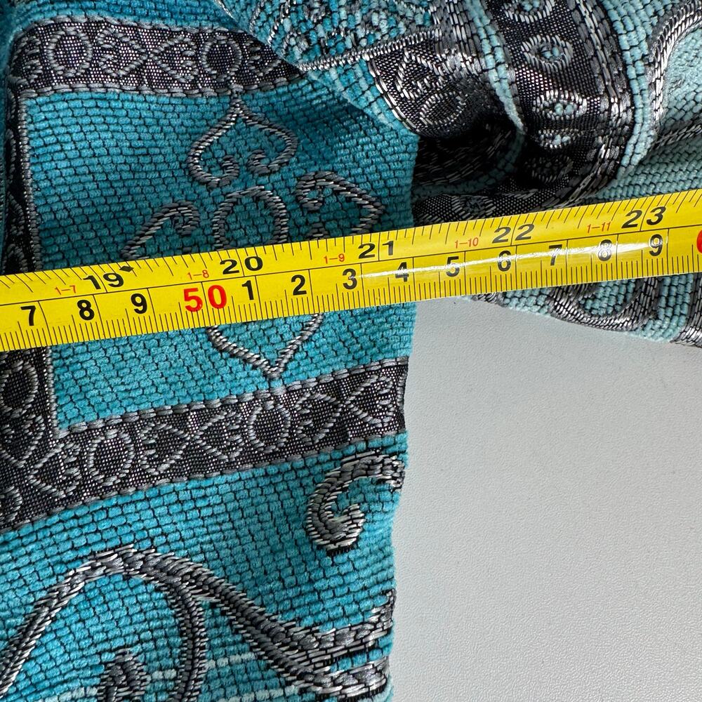 Vintage Dressbarn Womens Tapestry Blazer Jacket Sz XL Teal Art to Wear Full Zip - Picture 6 of 10